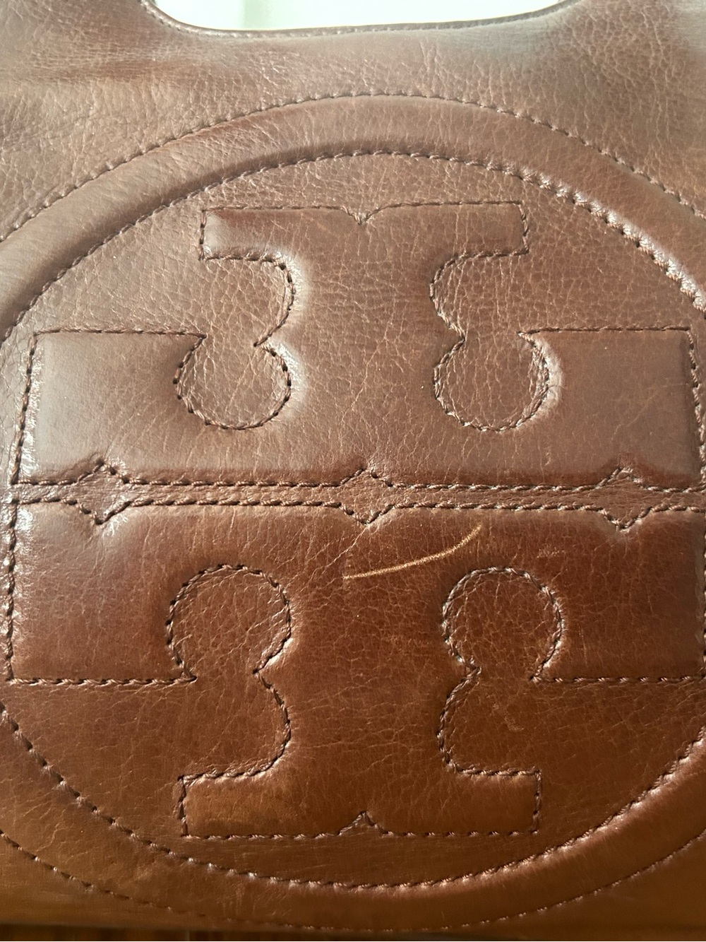 Tory Burch Chestnut Brown Leather Logo Tote - Picture 7 of 7